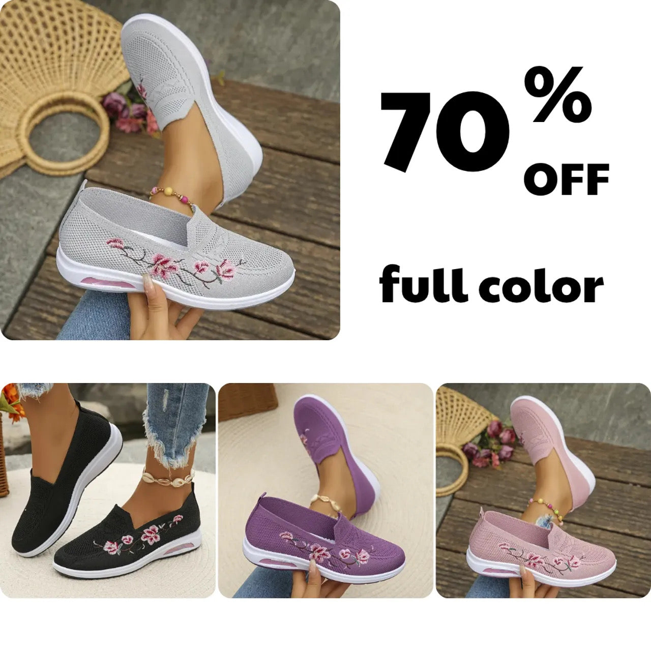 💥Hot Special Discount 70% OFF💥Women's breathable embroidered shoes, soft, comfortable & fashionable
