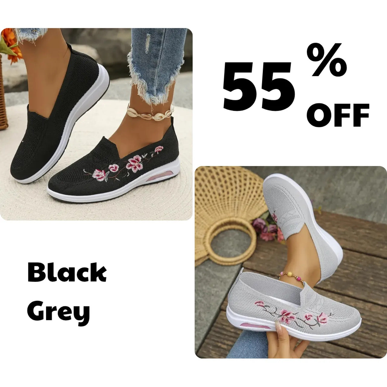 💥Hot Special Discount 70% OFF💥Women's breathable embroidered shoes, soft, comfortable & fashionable