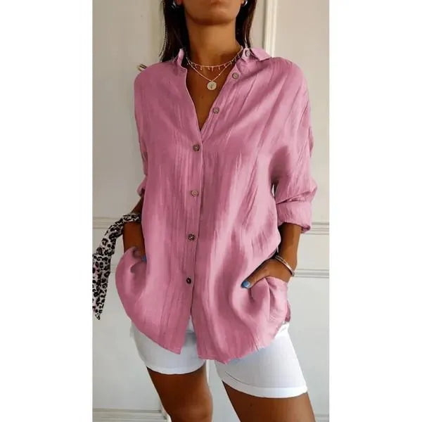 🌷LAST DAY SALE 49% OFF - Classic Pleated Textured Single-Breasted Lapel Shirt for Women