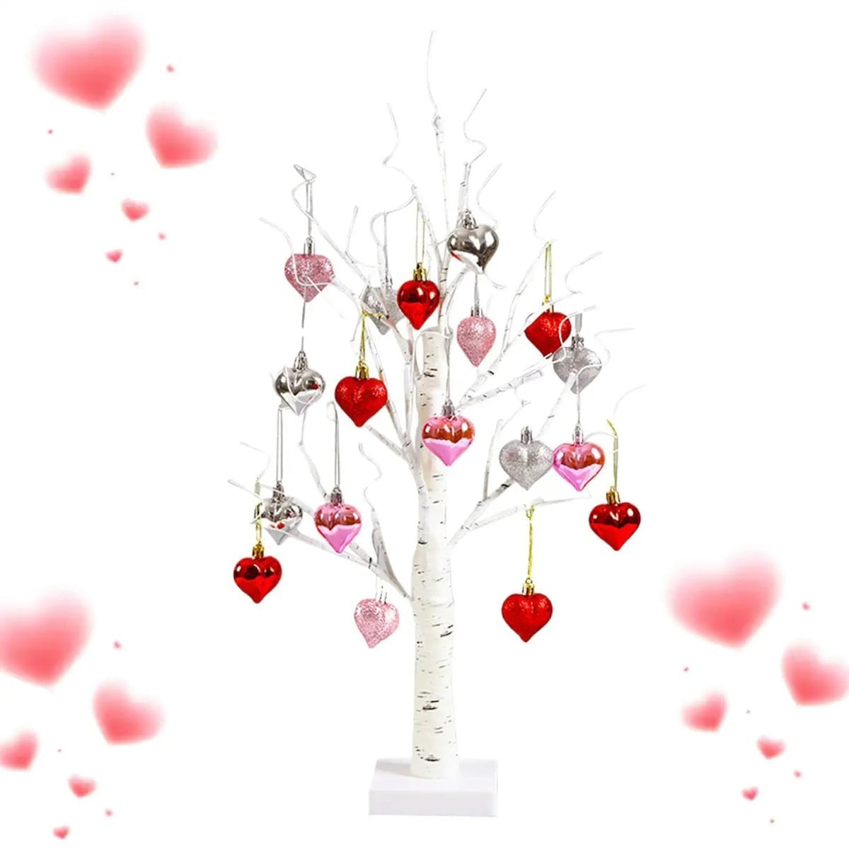 Romantic Heart-Shaped Birch Tree Lamp